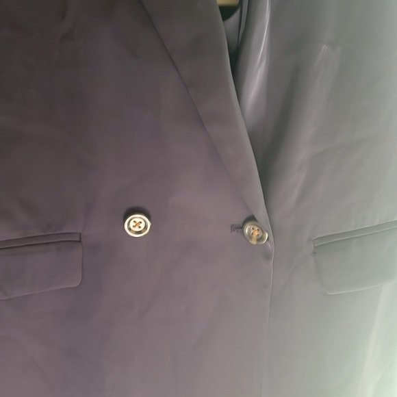 NWT AT Women’s Navy Blue Satin Suit - Blazer & High waist Straight Leg Trousers - Picture 3 of 6